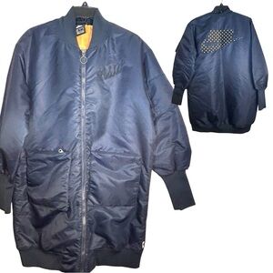 Nike Sportswear NSW Parka Bomber Jacket Coat Obsidian Blue Womens Sz Medium EUC